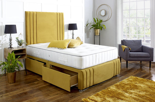 Naples divan bed set with tall headboard and footboard
