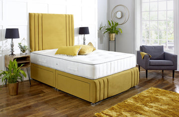 Naples divan bed set with tall headboard and footboard