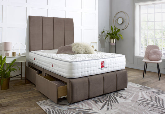Milan divan bed set with tall headboard and footboard
