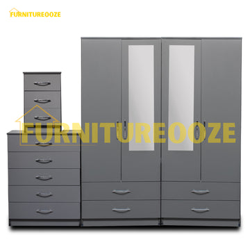 2-HALF MIRROR WITH 4-BOTTOM DRAWERS(4 DOOR)