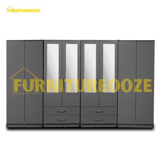 4-HALF MIRROR WITH 4-BOTTOM DRAWERS (8-DOOR)