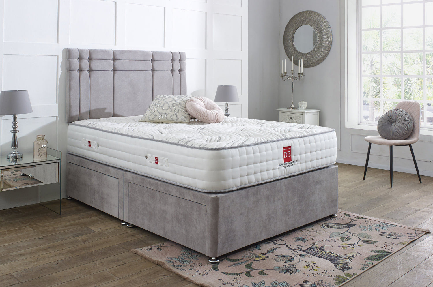 canterbury divan bed set with button headboard