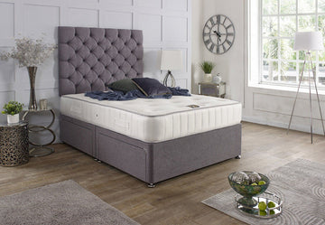 Chessington divan bed set with tall button headboard